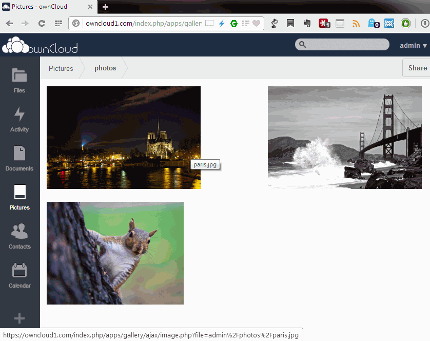 Owncloud pictures page