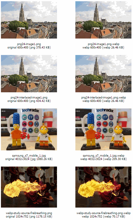 WebP comparison gallery without resizing showing original resolution image comparisons, part 2